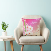 ピンクガーリーの白フローラコラージュ クッション (椅子)