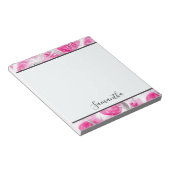 ピンクガーリーの白抽象芸術円 ノートパッド (アングル)