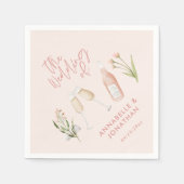 ピンクガーリーの繊細で美しモダンい野花 スタンダードカクテルナプキン (正面)