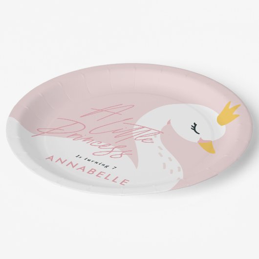 ピンクガーリーの美しエレガントい白鳥パーティー ペーパープレート (アングル)