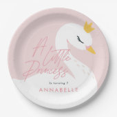 ピンクガーリーの美しエレガントい白鳥パーティー ペーパープレート (正面)