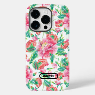 ピンクガーリーの花の模様モノグラム Case-Mate iPhone 14 PROケース