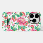 ピンクガーリーの花の模様モノグラム Case-Mate iPhoneケース (裏面 (横))