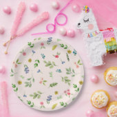 ピンクガーリーの花パターンパーティー紙プレート ペーパープレート (パーティー)