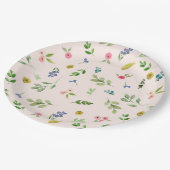 ピンクガーリーの花パターンパーティー紙プレート ペーパープレート (アングル)