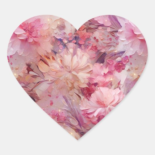 ピンクガーリーの花 ハートシール (正面)
