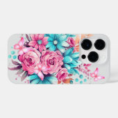 ピンクガーリーの蝶の乳がん認識度 iPhoneケース (裏面横)