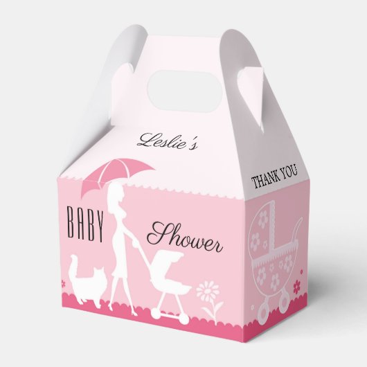 ピンクガーリーの赤ちゃんシャワーありがとうお気に入りボックス フェイバーボックス (正面サイド)