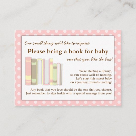 ピンクガーリーの赤ちゃんシャワーブック挿入リクエストカード エンクロージャーカード (正面)