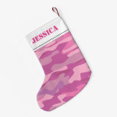 ピンクガーリーの軍団迷彩クリスマスストッキング スモールクリスマスストッキング (裏面 (吊り時))