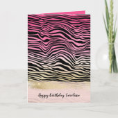 ピンクガーリーの金ゴールドグラデーションカラー黒ゼブラ印刷 カード (正面)