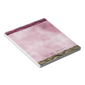 ピンクガーリーの金ゴールドグラデーションカラー黒ゼブラ印刷 ノートパッド (アングル)