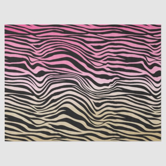 ピンクガーリーの金ゴールドグラデーションカラー黒ゼブラ印刷 薄葉紙 (正面)