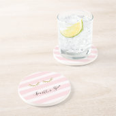 ピンクガーリーの金ゴールドストライプグリッターまつげ輝き コースター (側面)