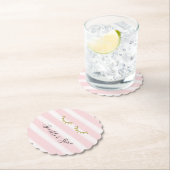 ピンクガーリーの金ゴールドストライプグリッターまつげ輝き ペーパーコースター (インサイチュ)