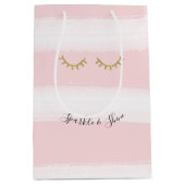 ピンクガーリーの金ゴールドストライプグリッターまつげ輝き ミディアムペーパーバッグ (正面)