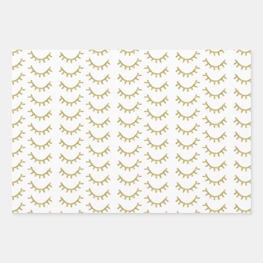 ピンクガーリーの金ゴールドストライプグリッターまつげ輝き ラッピングペーパーシート (正面3)