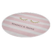 ピンクガーリーの金ゴールドストライプグリッターまつげ カッティングボード (角)