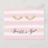 ピンクガーリーの金ゴールドストライプグリッターまつげ ポストカード (正面)