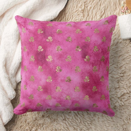 ピンクガーリーの金ゴールドバラ クッション (ブランケット)