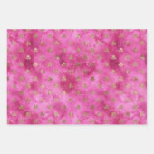 ピンクガーリーの金ゴールドバラ ラッピングペーパーシート (正面)