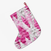 ピンクガーリーの銀釉クリスマスツリー ラージクリスマスストッキング (裏面 (吊り時))