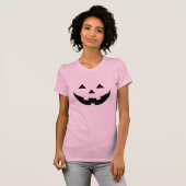 ピンクガーリーの黒いハロウィーンのカボチャのちょうちんおもしろいかわいいハロウィーン Tシャツ (正面フル)