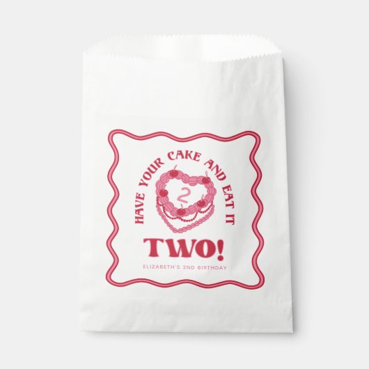 ピンクガーリーはケーキを持ち食べて2誕生日 フェイバーバッグ (正面)