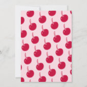 ピンクガーリーはケーキを持ち食べて2誕生日 招待状 (裏面)