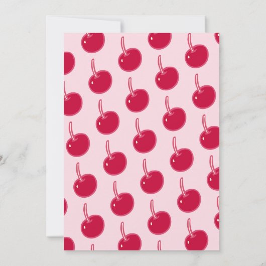 ピンクガーリーはケーキを持ち食べて2誕生日 招待状 (裏面)