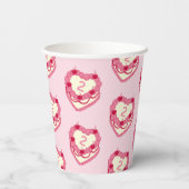 ピンクガーリーはケーキを持ち食べて2誕生日 紙コップ (裏面)