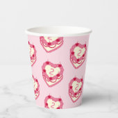 ピンクガーリーはケーキを持ち食べて2誕生日 紙コップ (正面)