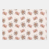 ピンクガーリーよくはしゃぐホリデーラッピング紙シート ラッピングペーパーシート (正面3)