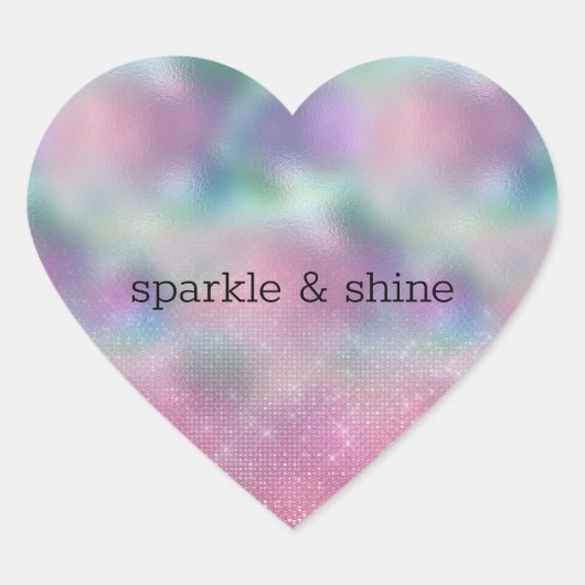 ピンクガーリーアクアレインボーマーメイドスパークル ハートシール (正面)