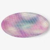 ピンクガーリーアクア金ゴールドマーメイド ペーパープレート (アングル)