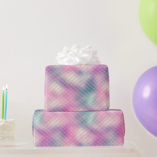 ピンクガーリーアクア金ゴールドマーメイド ラッピングペーパー (パーティーギフト)