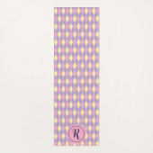 ピンクガーリーアーガイルイエローとパープルジム ヨガマット (正面)