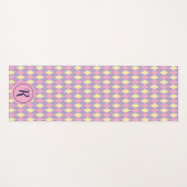 ピンクガーリーアーガイルイエローとパープルジム ヨガマット (正面(横))