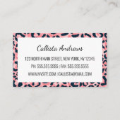 ピンクガーリーアートブルーレオパードアニマルプリント 名刺 (裏面)