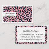 ピンクガーリーアートブルーレオパードアニマルプリント 名刺 (正面/裏面)