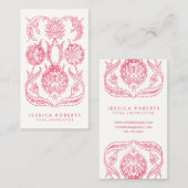 ピンクガーリーアールヌーボーフローラデザイナー 名刺 (正面/裏面)