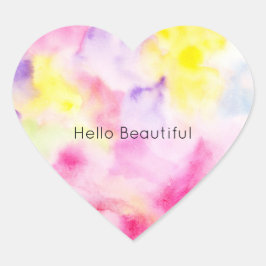 ピンクガーリーイエローパープル絞り染め ハートシール