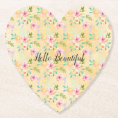 ピンクガーリーイエローフローラ ペーパーコースター (正面)