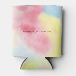 ピンクガーリーイエローブルー絞り染め 缶クーラー