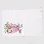 ピンクガーリーイニシャル名モノグラム ゴルフタオル (横)