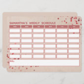 ピンクガーリーウィークリースケジュールスクールタイムテーブル (正面/裏面)