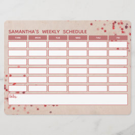 ピンクガーリーウィークリースケジュールスクールタイムテーブル