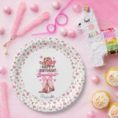 ピンクガーリーウェスタン女性のカーボーイハッピーバースデーカスタム ペーパープレート (パーティー)