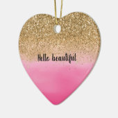 ピンクガーリーウォーター色金ゴールドグリッターグリッツ紙吹雪 セラミックオーナメント (左)