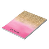ピンクガーリーウォーター色金ゴールドグリッターグリッツ紙吹雪 ノートパッド (回転)